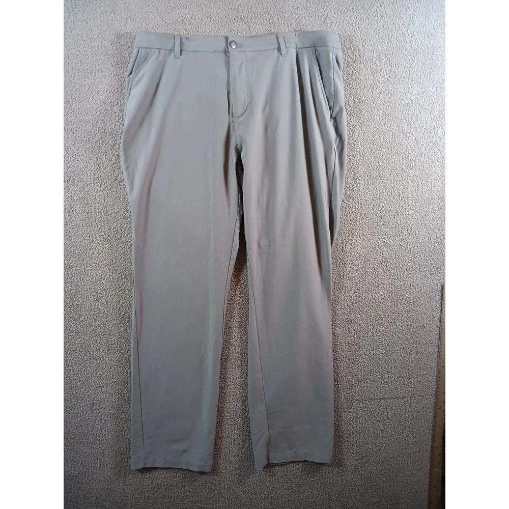 Adidas Golf Pants Mens 40x34 Gray Stretch Performance Flat Front Lightweight